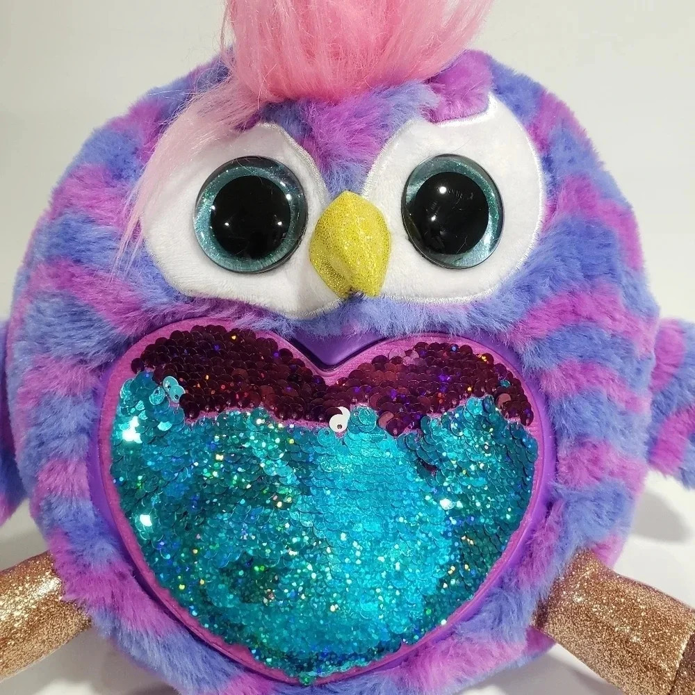Zuru Rainbocorns Plush Big Eyes Tail Peacock Purple/Pink Glitter  Heart 10".